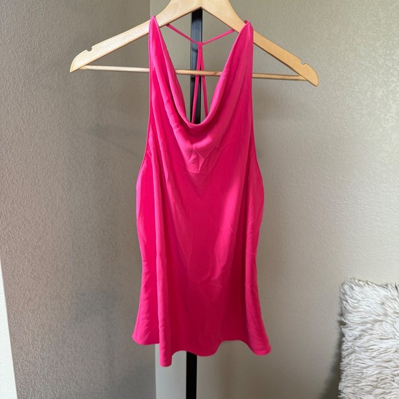 Amanda Uprichard Tops - Amanda Uprichard Hot Pink Cowl Neck Halter Top XL – Draped Open Back Blouse‎